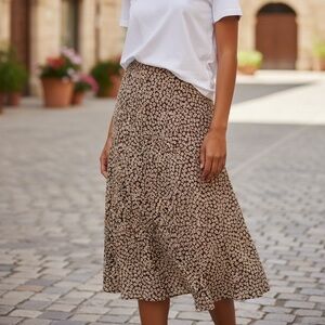 Brown and White Floral Women's Skirt